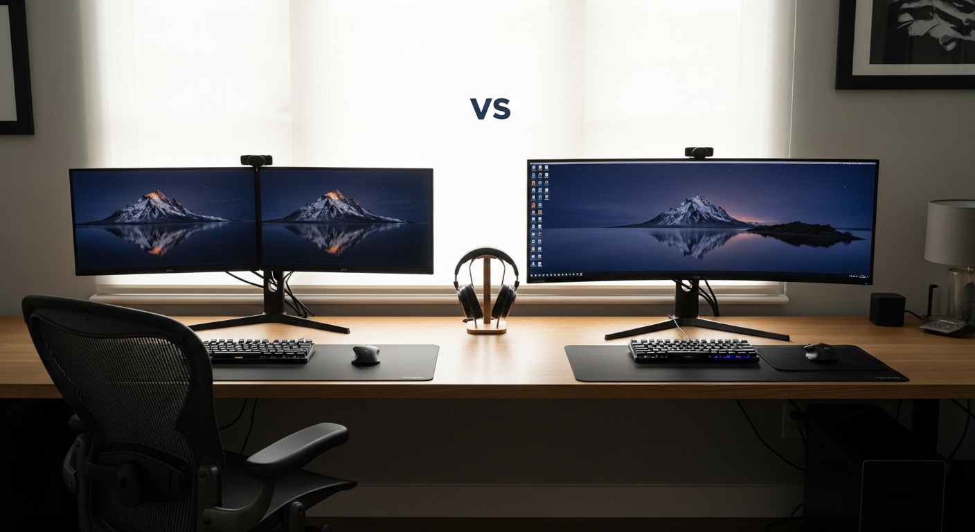 dual monitors vs ultrawide for home office productivity